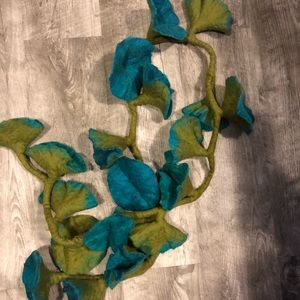 Anthropologie Felt Wool Flower Vine Scarf
